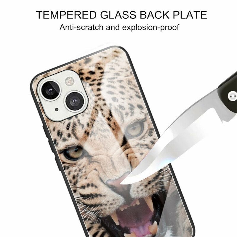 Hülle Für iPhone 13 Mini Gehärtetes Leopardenglas