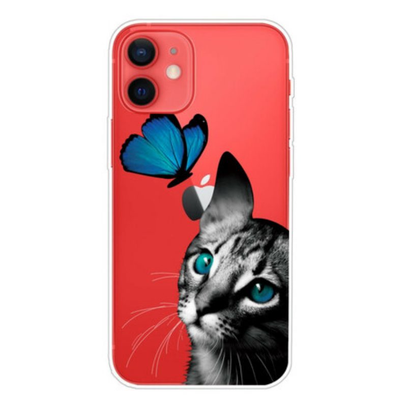 Hülle Für iPhone 13 Mini Katze Und Schmetterling