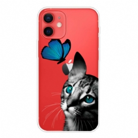 Hülle Für iPhone 13 Mini Katze Und Schmetterling