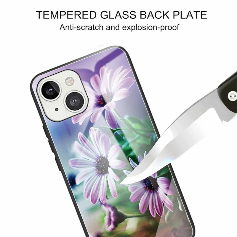 Hülle Für iPhone 13 Mini Realistische Blumen Aus Gehärtetem Glas