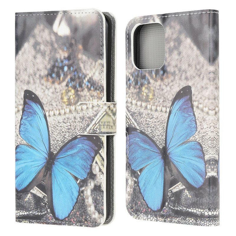 Lederhüllen Für iPhone 13 Mini Blauer Schmetterling