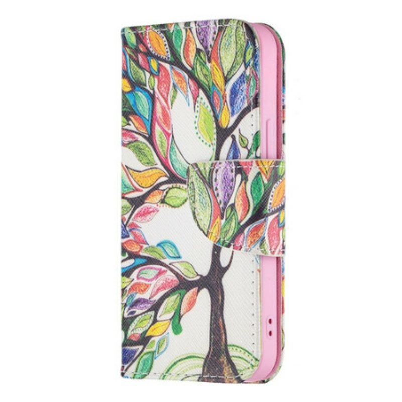 Lederhüllen Für iPhone 13 Mini Bunter Baum