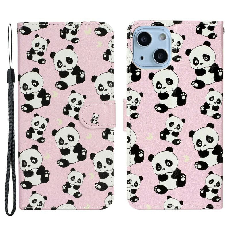 Lederhüllen Für iPhone 13 Mini Mehrere Pandas