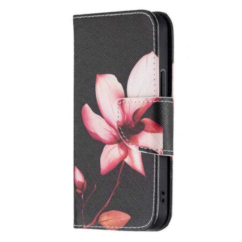 Lederhüllen Für iPhone 13 Mini Pinke Blume