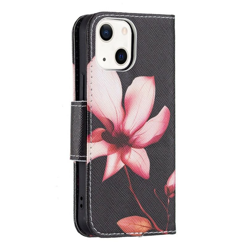 Lederhüllen Für iPhone 13 Mini Pinke Blume