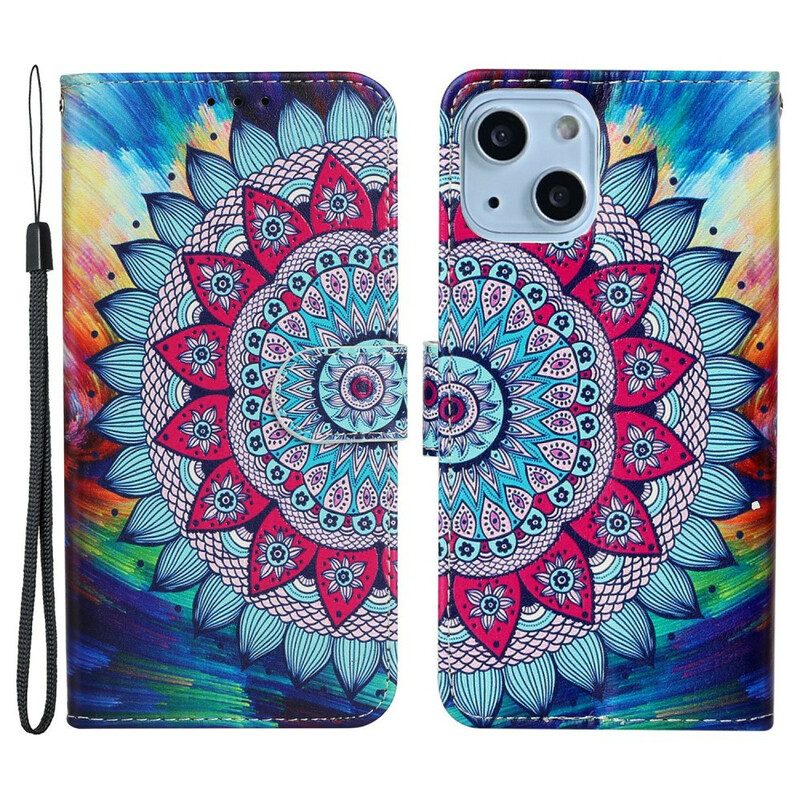 Lederhüllen Für iPhone 13 Mini Ultra Buntes Mandala