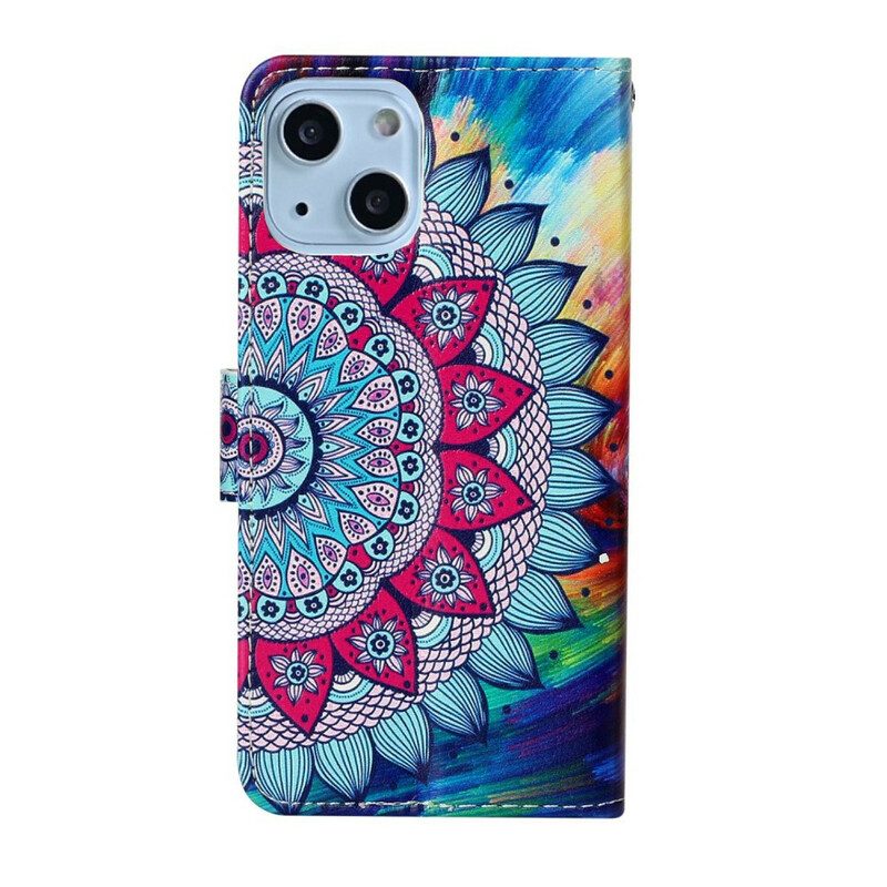 Lederhüllen Für iPhone 13 Mini Ultra Buntes Mandala