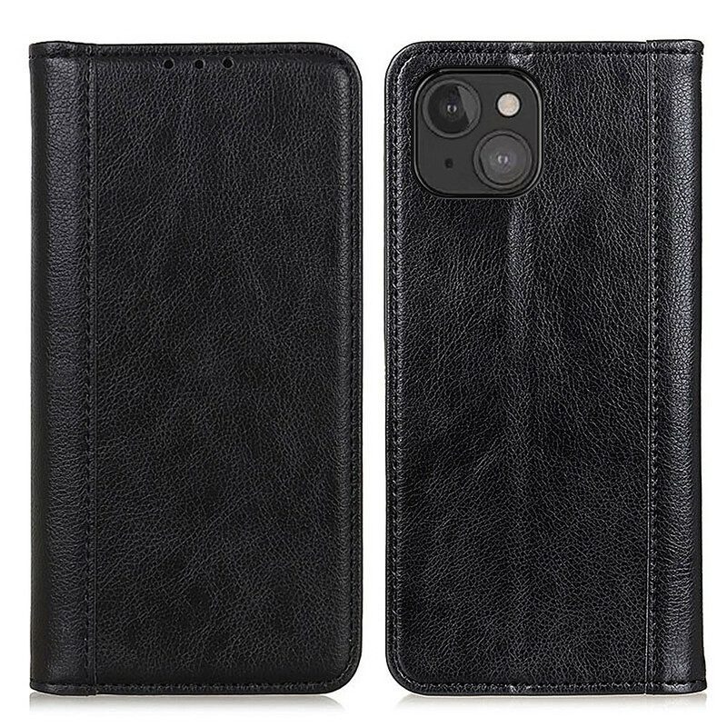 Schutzhülle Für iPhone 13 Mini Flip Case Eleganz Aus Gespaltenem Litschi-leder