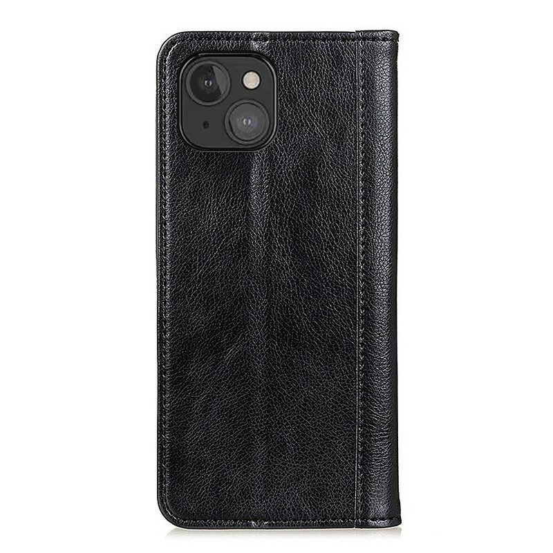 Schutzhülle Für iPhone 13 Mini Flip Case Eleganz Aus Gespaltenem Litschi-leder