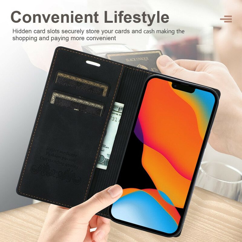 Schutzhülle Für iPhone 13 Mini Flip Case Stil: Ledernaht. Magnetverschluss