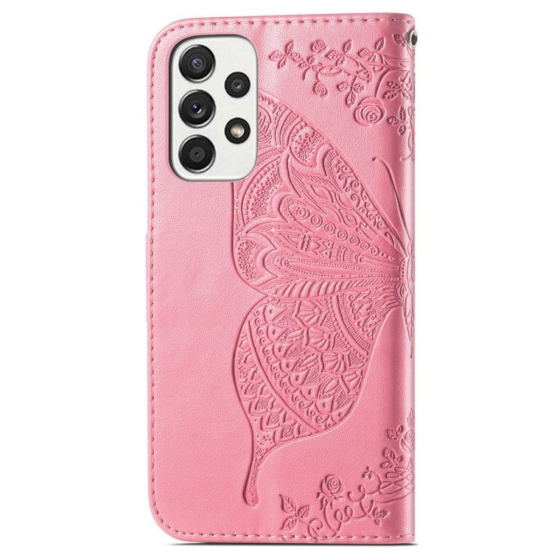 Flip Case Für Samsung Galaxy A33 5G Halbe Schmetterlinge