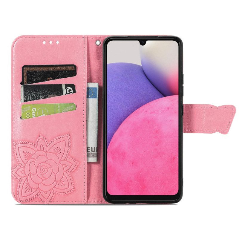 Flip Case Für Samsung Galaxy A33 5G Halbe Schmetterlinge