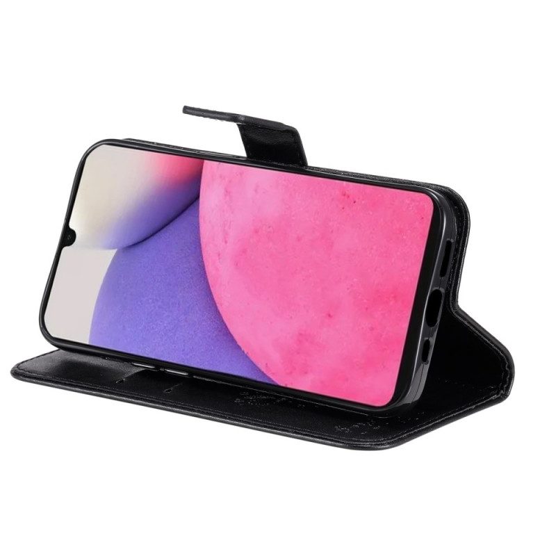 Flip Case Für Samsung Galaxy A33 5G Mit Kordel Baum Und Riemchenkatze