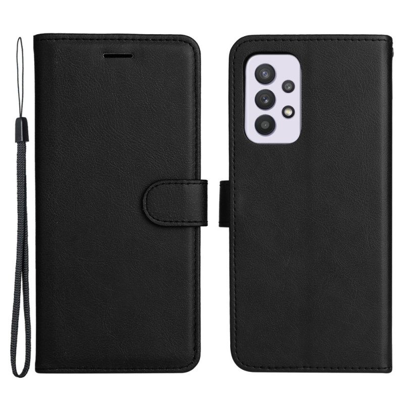 Flip Case Für Samsung Galaxy A33 5G Mit Kordel Riemchen-stil Aus Schlichtem Leder