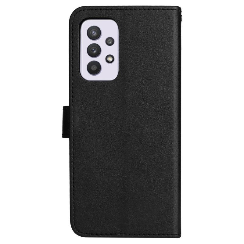 Flip Case Für Samsung Galaxy A33 5G Mit Kordel Riemchen-stil Aus Schlichtem Leder