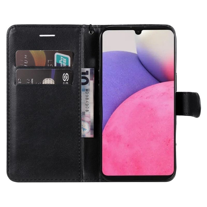 Flip Case Für Samsung Galaxy A33 5G Mit Kordel Riemchen-stil Aus Schlichtem Leder