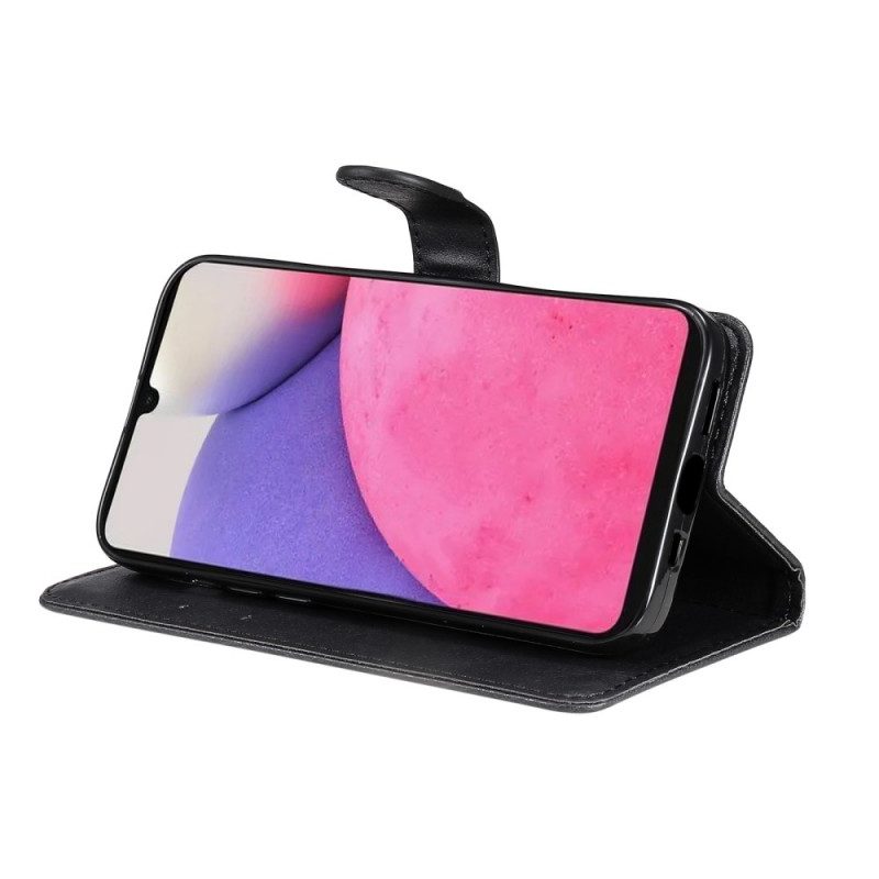 Flip Case Für Samsung Galaxy A33 5G Mit Kordel Riemchen-stil Aus Schlichtem Leder