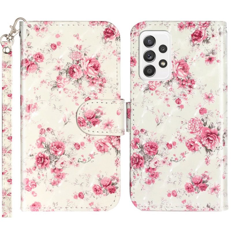 Flip Case Für Samsung Galaxy A33 5G Mit Kordel Riemen Liberty Flowers