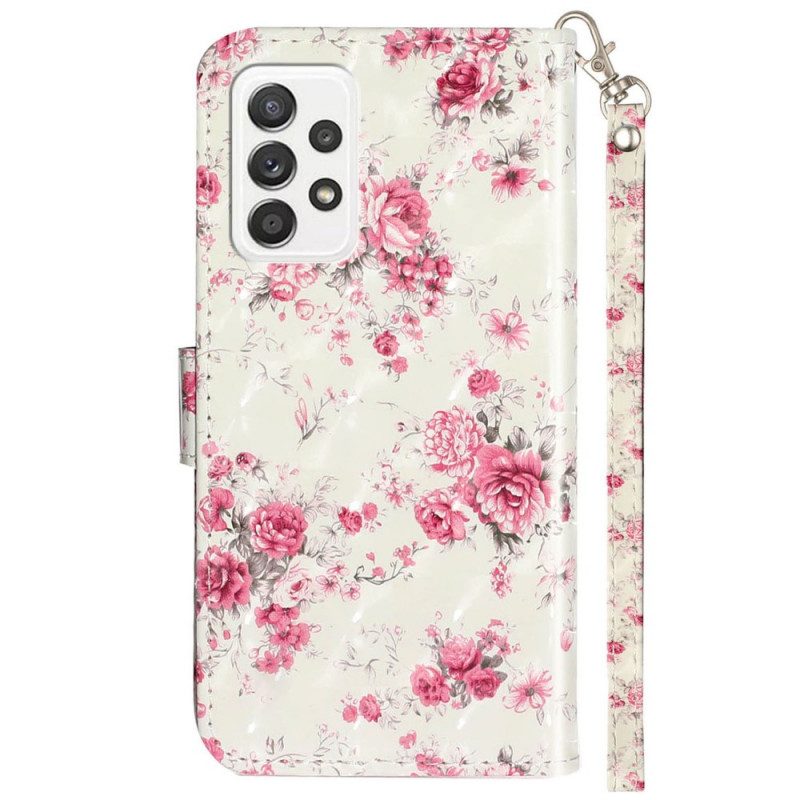 Flip Case Für Samsung Galaxy A33 5G Mit Kordel Riemen Liberty Flowers