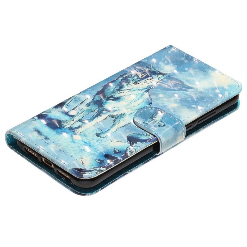 Flip Case Für Samsung Galaxy A33 5G Mit Kordel Schlüsselband Wolf