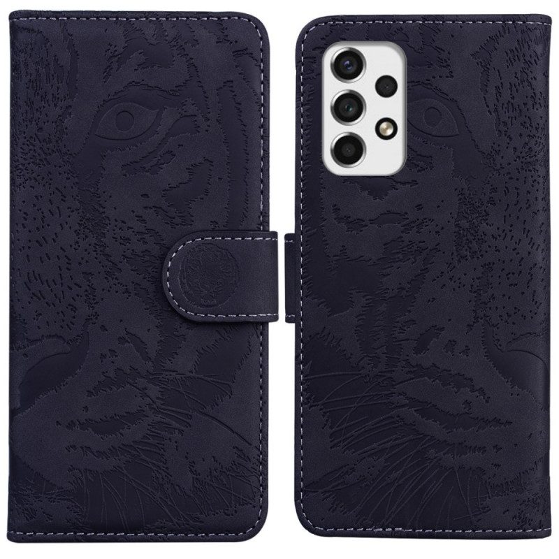 Flip Case Für Samsung Galaxy A33 5G Tiger-fußabdruck