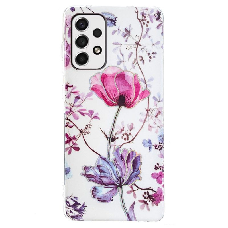 Handyhülle Für Samsung Galaxy A33 5G Marmorierte Blumen