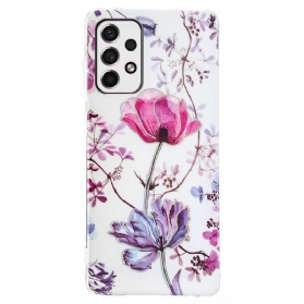 Handyhülle Für Samsung Galaxy A33 5G Marmorierte Blumen