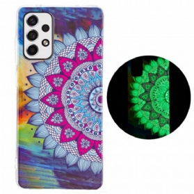 Hülle Für Samsung Galaxy A33 5G Fluoreszierendes Buntes Mandala