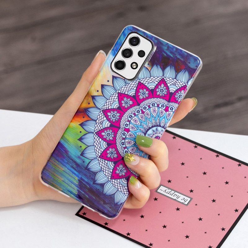 Hülle Für Samsung Galaxy A33 5G Fluoreszierendes Buntes Mandala