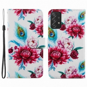 Lederhüllen Für Samsung Galaxy A33 5G Intensive Blumen