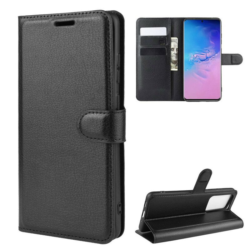 Flip Case Für Samsung Galaxy S20 Ultra Klassischer Litschi-ledereffekt