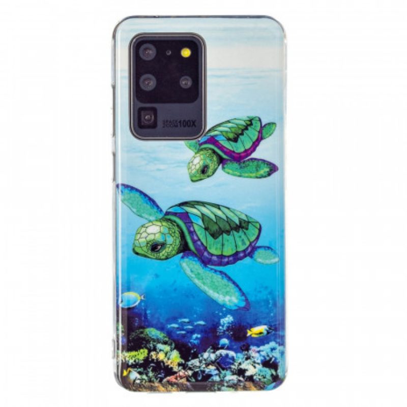 Handyhülle Für Samsung Galaxy S20 Ultra Fluoreszierende Schildkröten