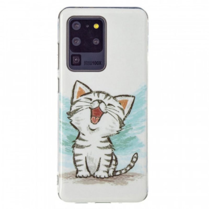 Hülle Für Samsung Galaxy S20 Ultra Fluoreszierende Katze