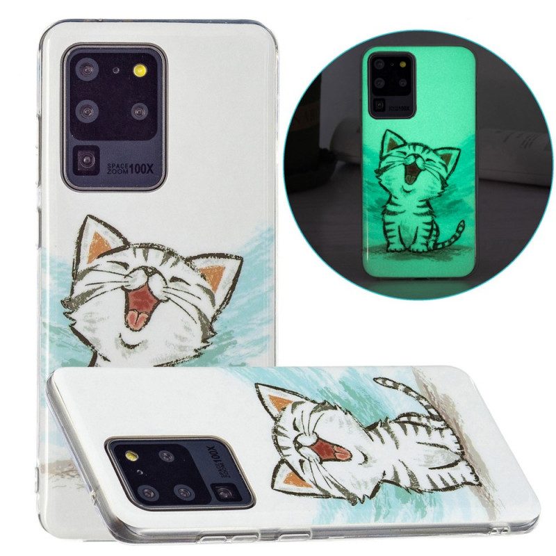 Hülle Für Samsung Galaxy S20 Ultra Fluoreszierende Katze