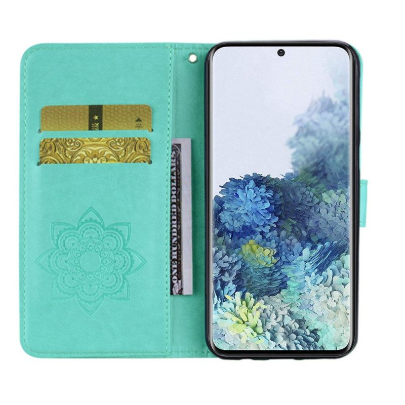 Flip Case Für Samsung Galaxy S22 5G Eulen-mandala Und Schlüsselband