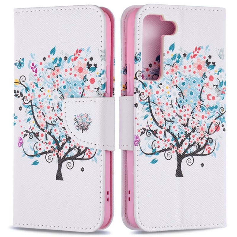 Flip Case Für Samsung Galaxy S22 5G Geblümter Baum