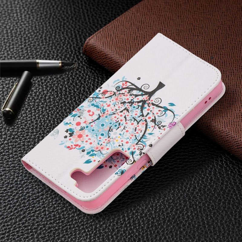 Flip Case Für Samsung Galaxy S22 5G Geblümter Baum