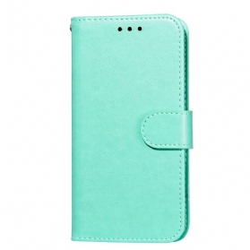 Flip Case Für Samsung Galaxy S22 5G Mit Kordel Einfarbiger Riemchen