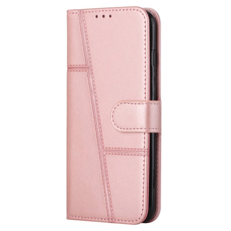 Flip Case Für Samsung Galaxy S22 5G Mit Kordel Riemchen-geo-ledereffekt