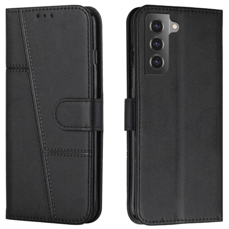 Flip Case Für Samsung Galaxy S22 5G Mit Kordel Riemchen-geo-ledereffekt