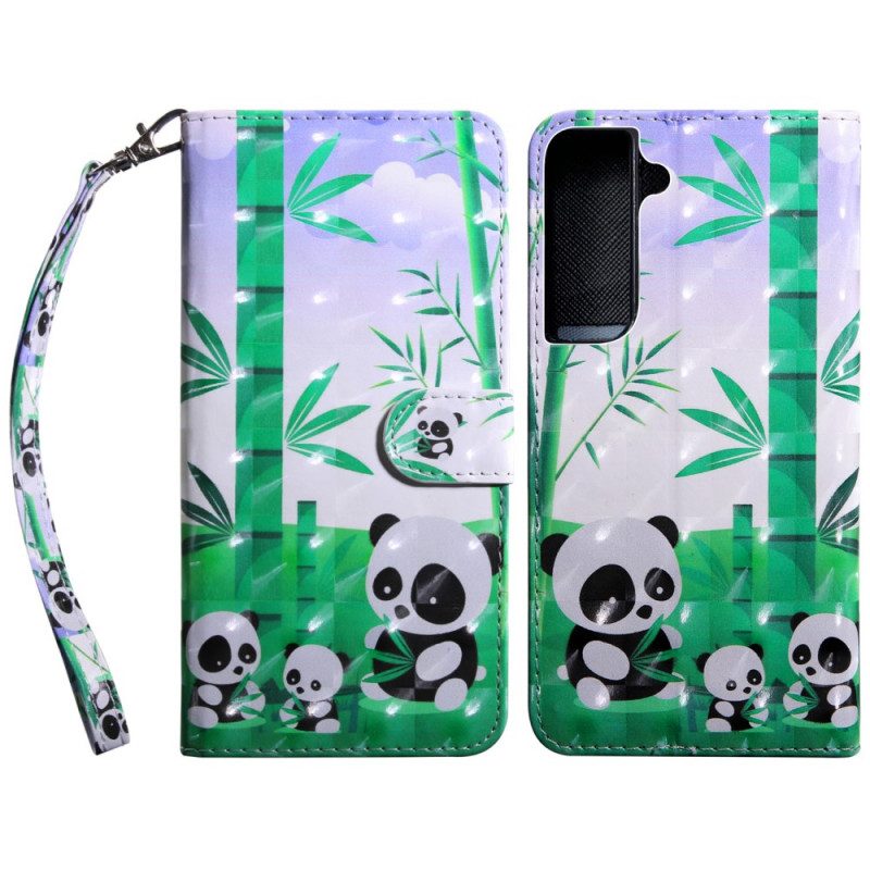 Flip Case Für Samsung Galaxy S22 5G Panda-familie