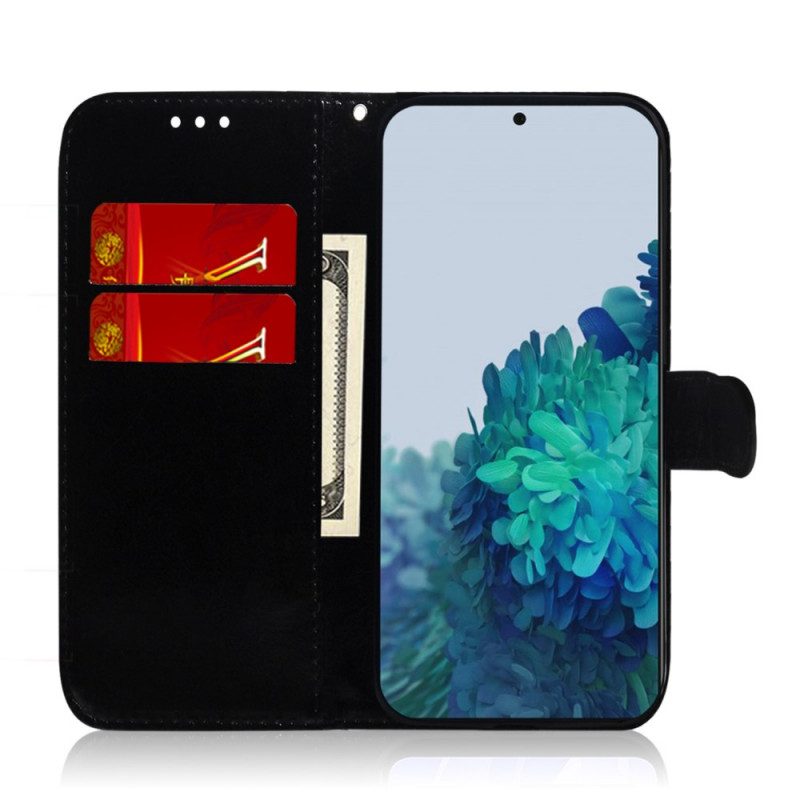 Flip Case Für Samsung Galaxy S22 5G Spiegelabdeckung Aus Kunstleder