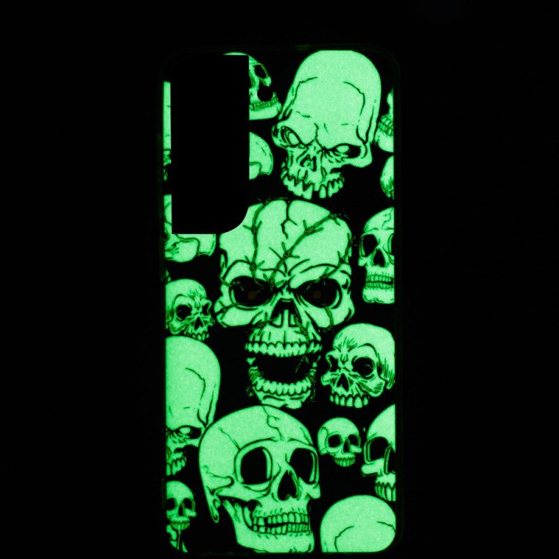 Handyhülle Für Samsung Galaxy S22 5G Achtung Fluoreszierende Totenköpfe