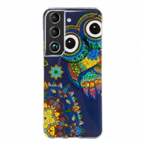 Handyhülle Für Samsung Galaxy S22 5G Fluoreszierendes Eulen-mandala