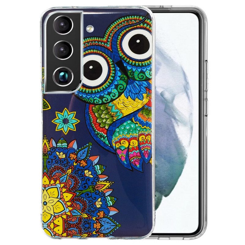 Handyhülle Für Samsung Galaxy S22 5G Fluoreszierendes Eulen-mandala