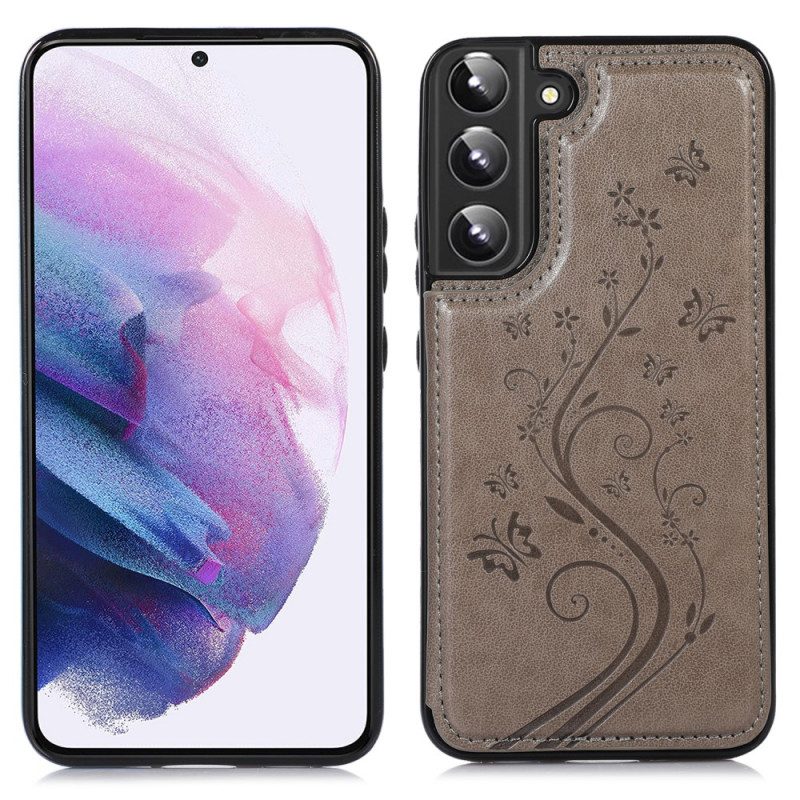 Handyhülle Für Samsung Galaxy S22 5G Kartenhalter Aus Kunstleder Mit Blumenmuster