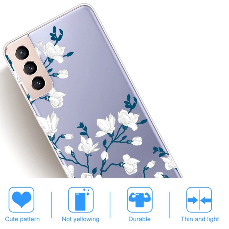 Handyhülle Für Samsung Galaxy S22 5G Nahtlose Weiße Blumen