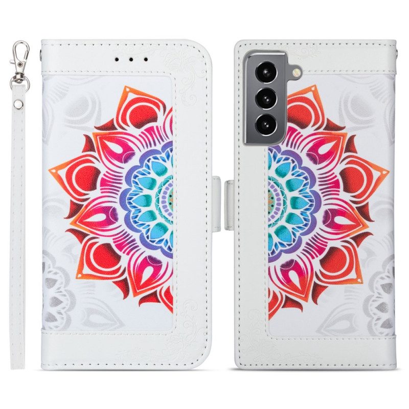 Lederhüllen Für Samsung Galaxy S22 5G Mit Kordel Riemchen-mandala-dekoration