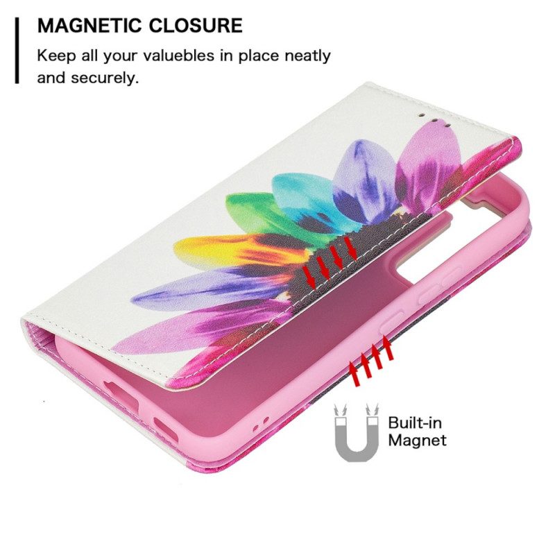 Schutzhülle Für Samsung Galaxy S22 5G Flip Case Aquarellblume