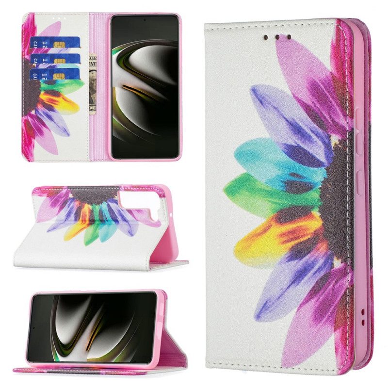 Schutzhülle Für Samsung Galaxy S22 5G Flip Case Aquarellblume